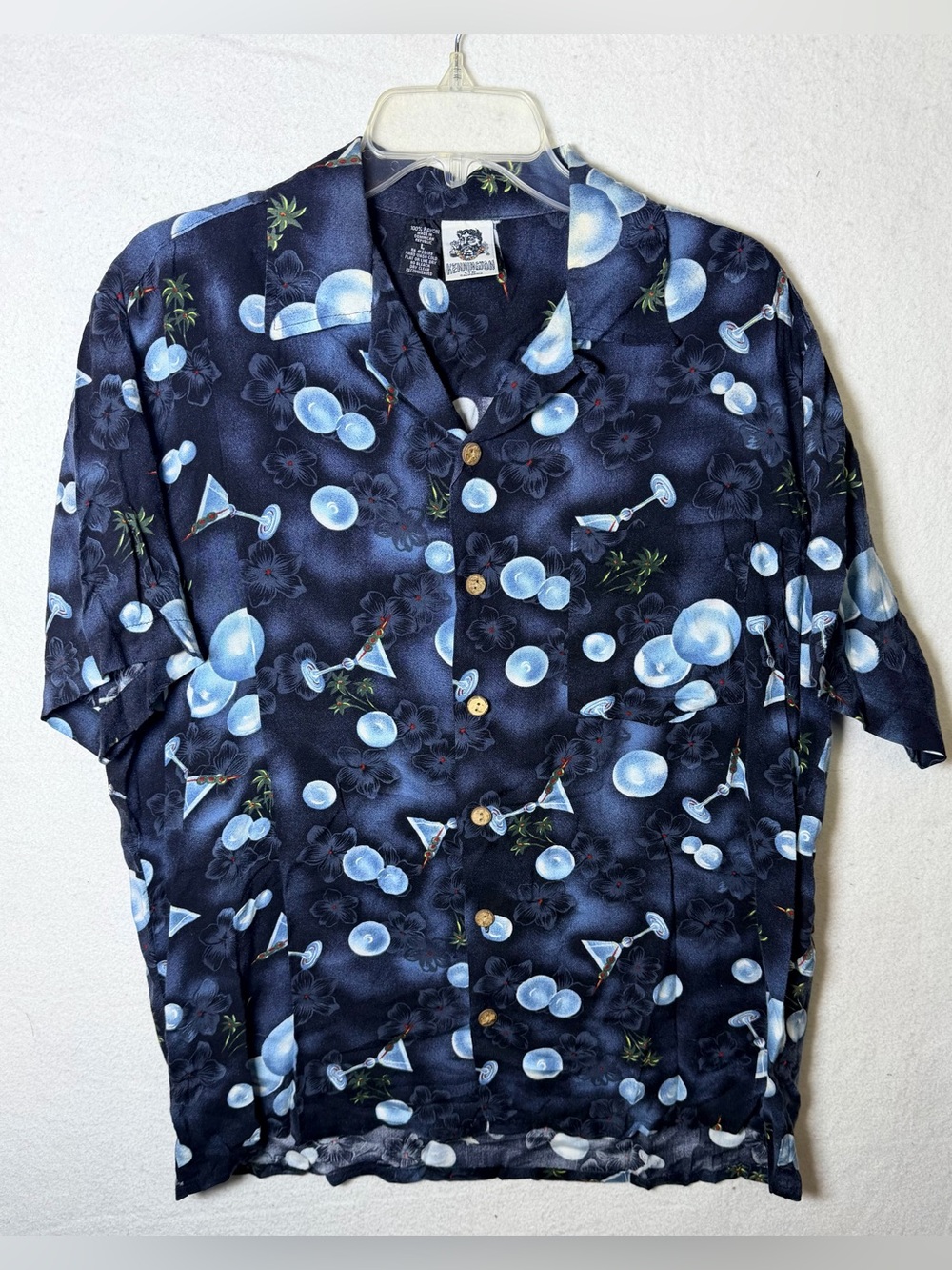 Vintage Kennington Ltd. California Rayon Martini Graphic Camp Shirt Men's Large